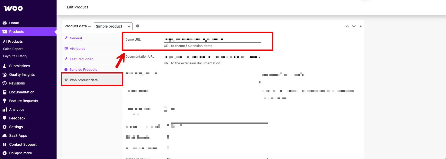 Demo URL field location