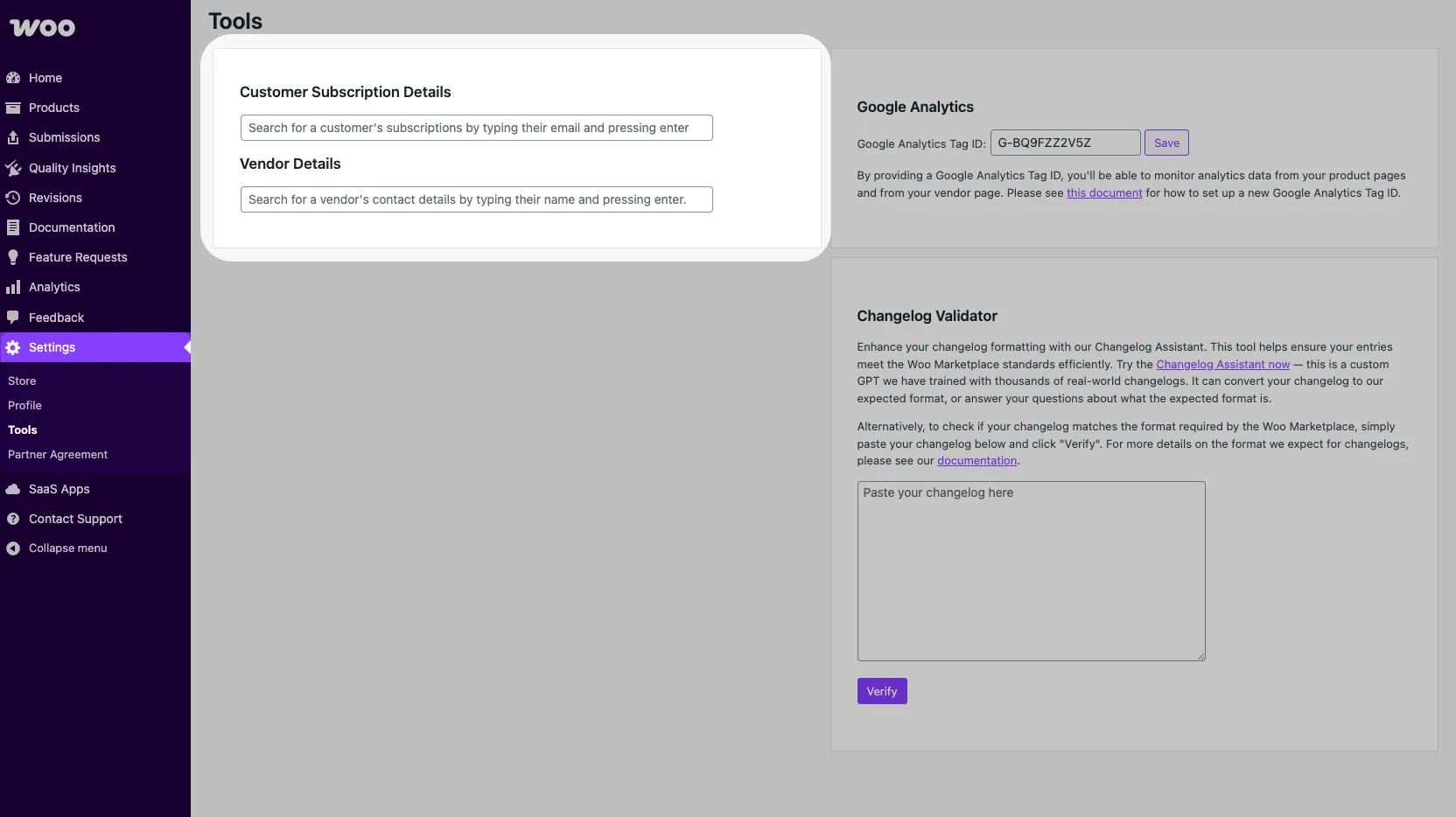 A customer's subscription details displayed in a vendor's dashboard