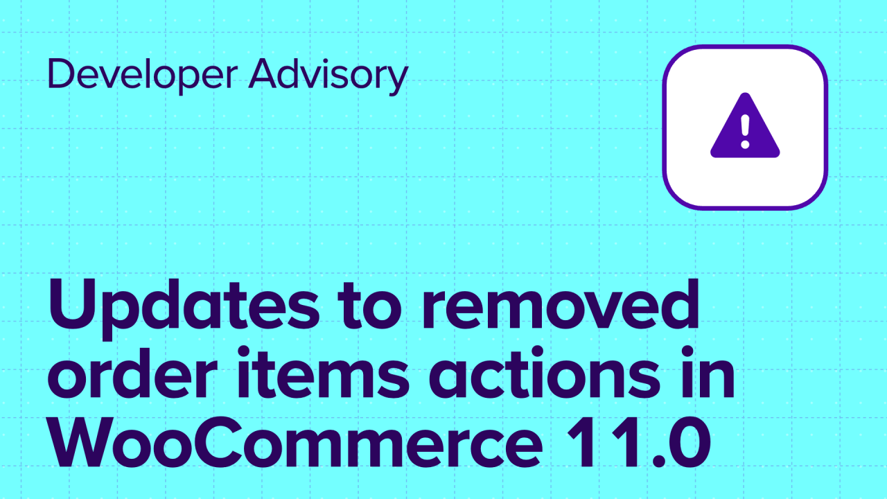 Updates to removed order items actions in WooCommerce 11.0
